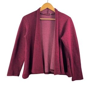 Cut Loose textured Cardigan Open‎ Front Burgundy lagen 90s preppy sz PM